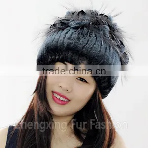 CX-C-135A Women Rex Rabbit Fur Russian Style Winter Cap thumbnail-1