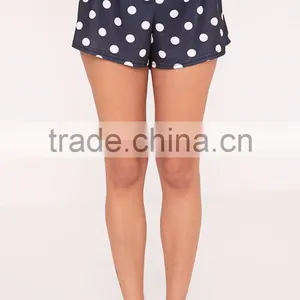 Custom Logo Print Loose Top Short Sleeve With Dots Shorts Causal Pajama Set Ladies Pyjama Set thumbnail-4