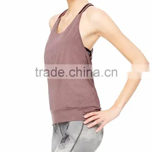 OEM Best Seller Ladies Gym Singlet Custom Tank Top Singlet Yoga Tank in Dark Grey Heather thumbnail-3