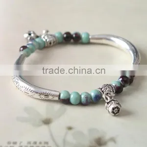 F20028N Wholesale Women Bracelet Natural Stone Beaded Custom Bracelets Silver Hand Chains thumbnail-1