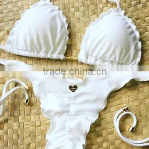 M741 D.Y Fashion 2016 Ladies White Split Bikini Swimwear Beachwear thumbnail-1