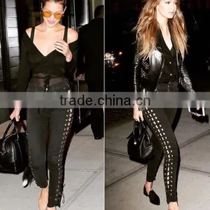 Runwaylover 5076 Hot Sale Ladies Sexy Tie High Waist Sexy Tie Pencil Jeans thumbnail-1