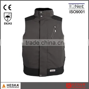 High Quality EN343 Waterproof Cheap OEM Breathable Sleeveless Mens Softshell Vest thumbnail-2