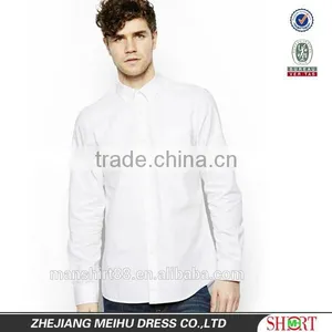 2016 Wholesale 100% Cotton Button Down Collar Long Sleeve Men's White Oxford Shirt thumbnail-1