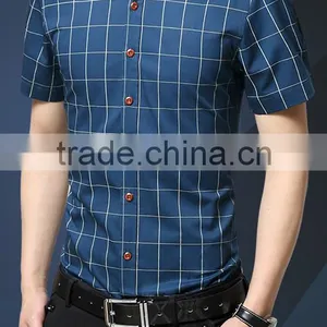In the Summer of 2016 the New Men's Short Sleeve Shirt, Cultivate One's Morality Thin Section Checked Shirt Cotton Business Casu thumbnail-5