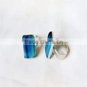 Rectangle Natural Stone Agate Pendant Ring thumbnail-3