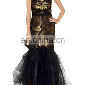 Ladies Long Evening Party Dress Black Lace Mermaid Evening Gowns thumbnail-2