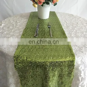 Glitter Sequins Fancy Wedding Green Table Runner thumbnail-1