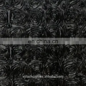 Most New Design Black Satin Rosette Wedding Table Skirt thumbnail-2