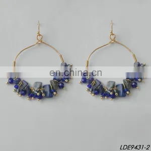 Raw Stone Earrings Round Hoop Earrings Raw Gemstone Hoop Earrings thumbnail-3