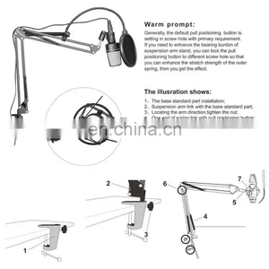 Professional Microphone Stand, Flodable Mic Stand Mic Arm Suspension Boom Scissor Arm Stand for Radio Broadcasting Studio thumbnail-5