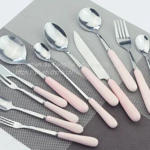 Ceramic Handle Stainless Steel Cake, Knife, Fork and Spoon Tableware Set thumbnail-3