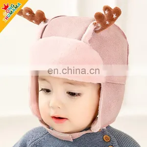 Princess Mother Autumn Winter NEW BABY HAT Baby Cartoon Two Ball Plush Antler Warm Ear thumbnail-1