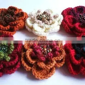 Red Crochet Flower Handmade With Bead thumbnail-1