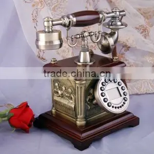 Carve Pattern Old Fashion Wood Telephone thumbnail-1