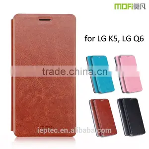 MOFi Case PU Leather Flip Housing for LG K5, Mobile Phone Coque TPU Back Cover for LG Q6 thumbnail-1