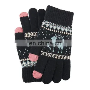 Wholesale Autumn Winter New Lovely Riding Outing Christmas Deer Touch Screen Gloves Keep Warm Plush Gloves thumbnail-4