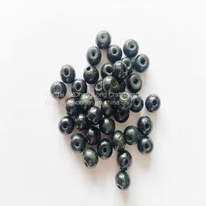 The Manufacturer Directly Supplies Small Black Wood Beads 4mm Wood Beads, Scattered Colored Wood Beads, Wooden Round Balls, Wooden Half Hole Beads thumbnail-2