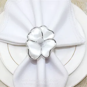 Bulk Wholesale Design Plastic Silver Gold White Flower Napkin Rings for Wedding Table thumbnail-4