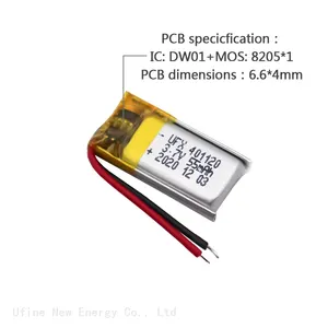 China Lipo Cell Manufacturer Customized POS Machine Rechargeable Li-Ion Battery UFX 401120 55mAh 3.7V Small Lipo Battery thumbnail-4