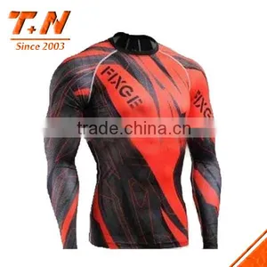 Long Sleeve Great Quality Design Custom Sublimation MMA Rash Guards With High Stretch Lycra Spandex UV 50+ Protection thumbnail-2