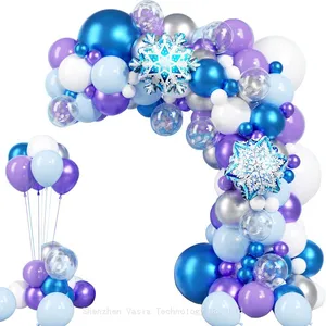 Bulk Snowflake Foil Balloon Sets - Blue/Lavender, for Snow Princess Themed Birthday Parties thumbnail-1