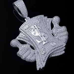 Unisex High Quality D VVS Moissanite Hang Hip Hop Pendant For Women Men's Real 925 Silver Iced Out Hip Hop Jewelry Gifts thumbnail-4