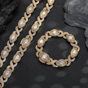 15mm Eye-Shaped Design Link Chain Necklace Fashion Iced Out CZ 8-Shape Infinity Eye Cuban Necklace Women Choker Fine Jewelry thumbnail-5