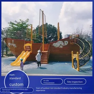 Large Solid Wood Pirate Ship Combined Slide and Climbing Frame for Physical Fitness Expansion, Little Doctor Slide thumbnail-2