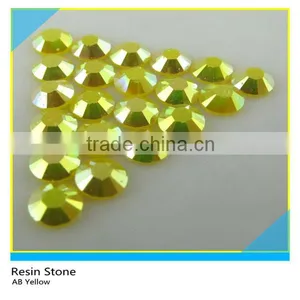 Wholesale Hotfix Flatback Rhinestone AB Yellow Round Resin Stone For Shoes thumbnail-1