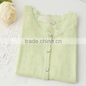Sweet Hollowed Knitted Sweater Cardigan for Lady's Wear thumbnail-1