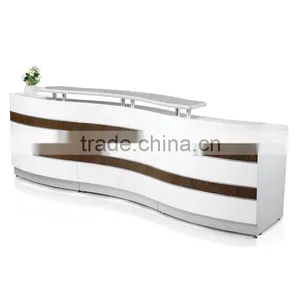 Glossy White Office Curved Reception Desk thumbnail-1