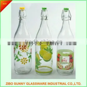 Round Glass Juice Bottle With Decal thumbnail-1