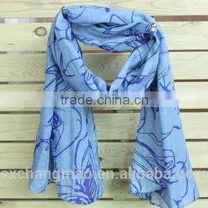 100% Polyester Blue Fashionable Lady Scarf thumbnail-1