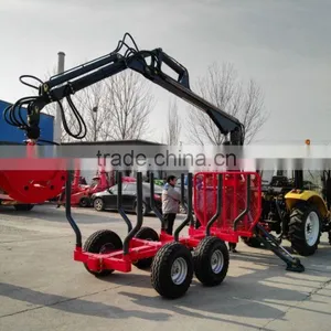 Factory Price!! 3 Ton Log Trailer With Telescopic Crane thumbnail-1