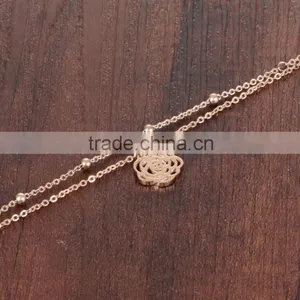 Fashion Jewelry Adjustable 316L Stainless Steel Rose Gold Flower Anklets for Women,rose Anklet thumbnail-5