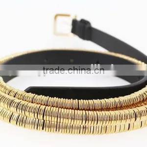 2015 Fashion Dress PU Belt With Shiny Gold Metal Accessories in Yiwu thumbnail-3