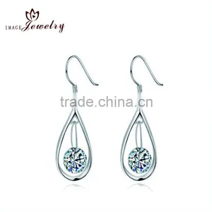 925 Sterling Silver Earrings,Crystal Heart Drop Earrings thumbnail-1