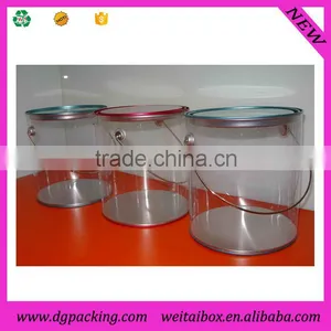 Clear Tin Packaging With Transparent Cylinder,pvc Cylindr Bucket With Metal Handle thumbnail-1