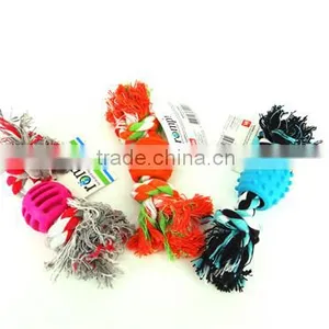 Hot Sale Dog Product Dog Cotton Pet Toy Dog Chewing Toy Colored Cotton Rope With TPR thumbnail-1