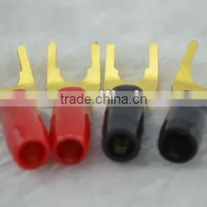 GOLD Plated Solderless Speaker Banana Spade Plug thumbnail-1