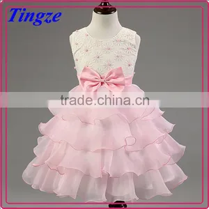 Lastest Wholesale Pink Chiffon Layered Dress Flower Girl Net Dresses TR-WS33 thumbnail-1