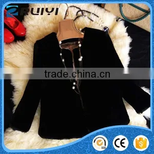 High Quality Women Clothes Rabbit Fur Coat Wholesale Boutqiue Slim Faux Ufr Winter Coat thumbnail-1