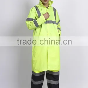 Waterproof Hooded Rain Wear Polyster PVC Coated Police Raincoat thumbnail-1
