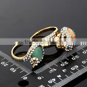 2016 Alloy Gemstone Gold Snake Double Ring thumbnail-4