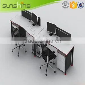 Modern Elegant Office Workstation Design 2 Seats Office Cubicles Aluminum Frame Panel and Frosted Glass Partition thumbnail-6