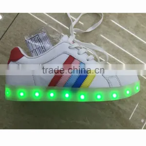 Fashionable White PU Led Light Sneakers Light and Soft for Men and Women Kids Runners thumbnail-2