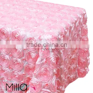 132" Round Table Cloth Wedding Rosette Table Cloth thumbnail-3