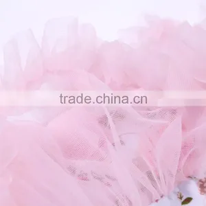 Hot Sale Christmas Pink Flower Lace Ruffles Plain Baby Rompers thumbnail-5