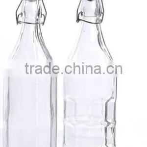 1 L Transparent Classic Clip Glass Water Bottle thumbnail-3